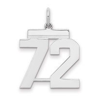 Sterling Silver Rhodium-plated Polished Number 72 Charm view 1