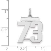 Sterling Silver Rhodium-plated Polished Number 73 Charm view 2