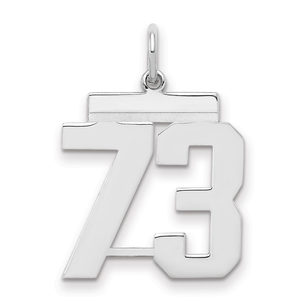 Sterling Silver Rhodium-plated Polished Number 73 Charm