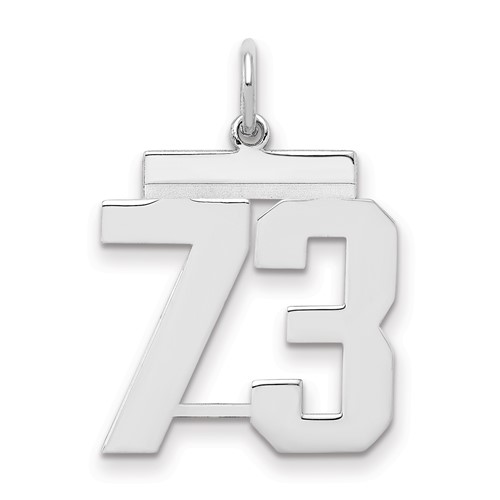 Sterling Silver Rhodium-plated Polished Number 73 Charm