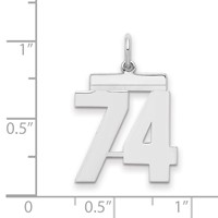 Sterling Silver Rhodium-plated Polished Number 74 Charm view 2