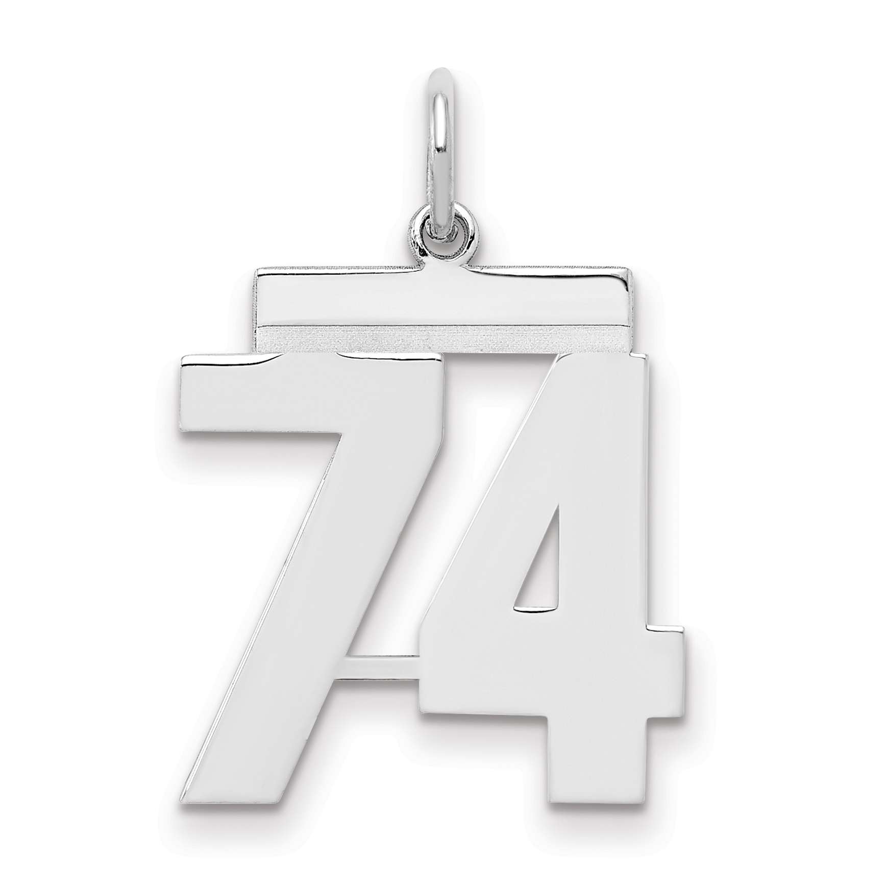 Sterling/Silver Rhodium-plated Polished Number 74 Charm (QMS74)