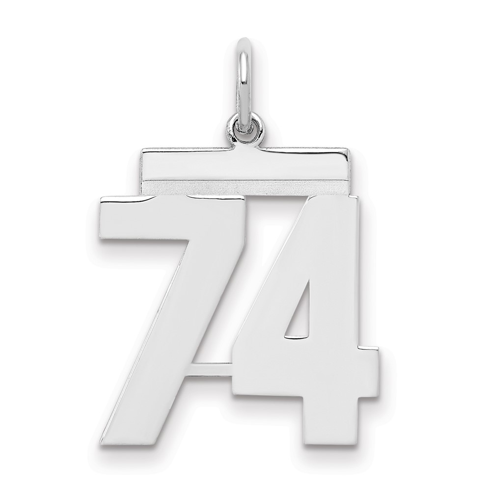 Sterling Silver Rhodium-plated Polished Number 74 Charm