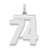 Sterling Silver Rhodium-plated Polished Number 74 Charm view 1