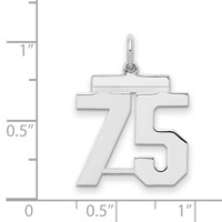 Sterling Silver Rhodium-plated Polished Number 75 Charm view 2