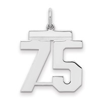 Sterling Silver Rhodium-plated Polished Number 75 Charm view 1