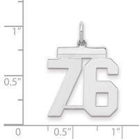 Sterling Silver Rhodium-plated Polished Number 76 Charm view 2