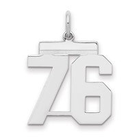 Sterling Silver Rhodium-plated Polished Number 76 Charm view 1