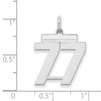 Sterling Silver Rhodium-plated Polished Number 77 Charm view 2