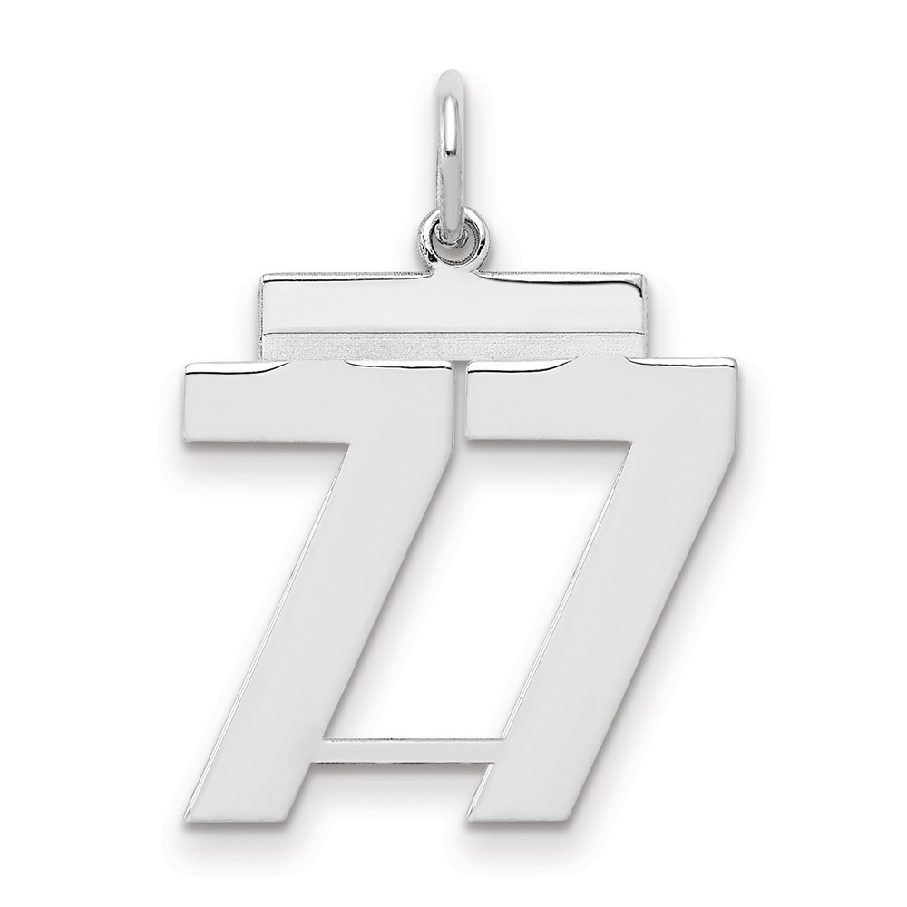 Sterling Silver Rhodium-plated Polished Number 77 Charm