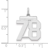 Sterling Silver Rhodium-plated Polished Number 78 Charm view 2