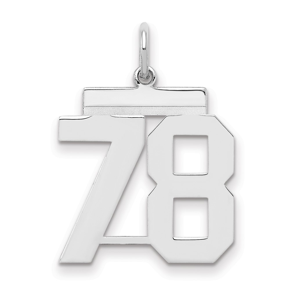 Sterling Silver Rhodium-plated Polished Number 78 Charm