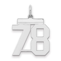 Sterling Silver Rhodium-plated Polished Number 78 Charm view 1
