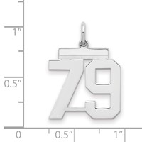 Sterling Silver Rhodium-plated Polished Number 79 Charm view 2