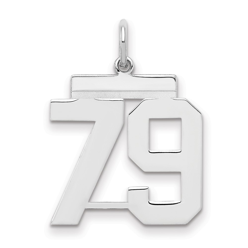Sterling Silver Rhodium-plated Polished Number 79 Charm