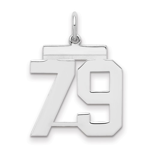Sterling Silver Rhodium-plated Polished Number 79 Charm