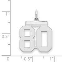 Sterling Silver Rhodium-plated Polished Number 80 Charm view 2