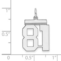 Sterling Silver Rhodium-plated Polished Number 81 Charm view 3