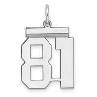 Sterling Silver Rhodium-plated Polished Number 81 Charm view 1