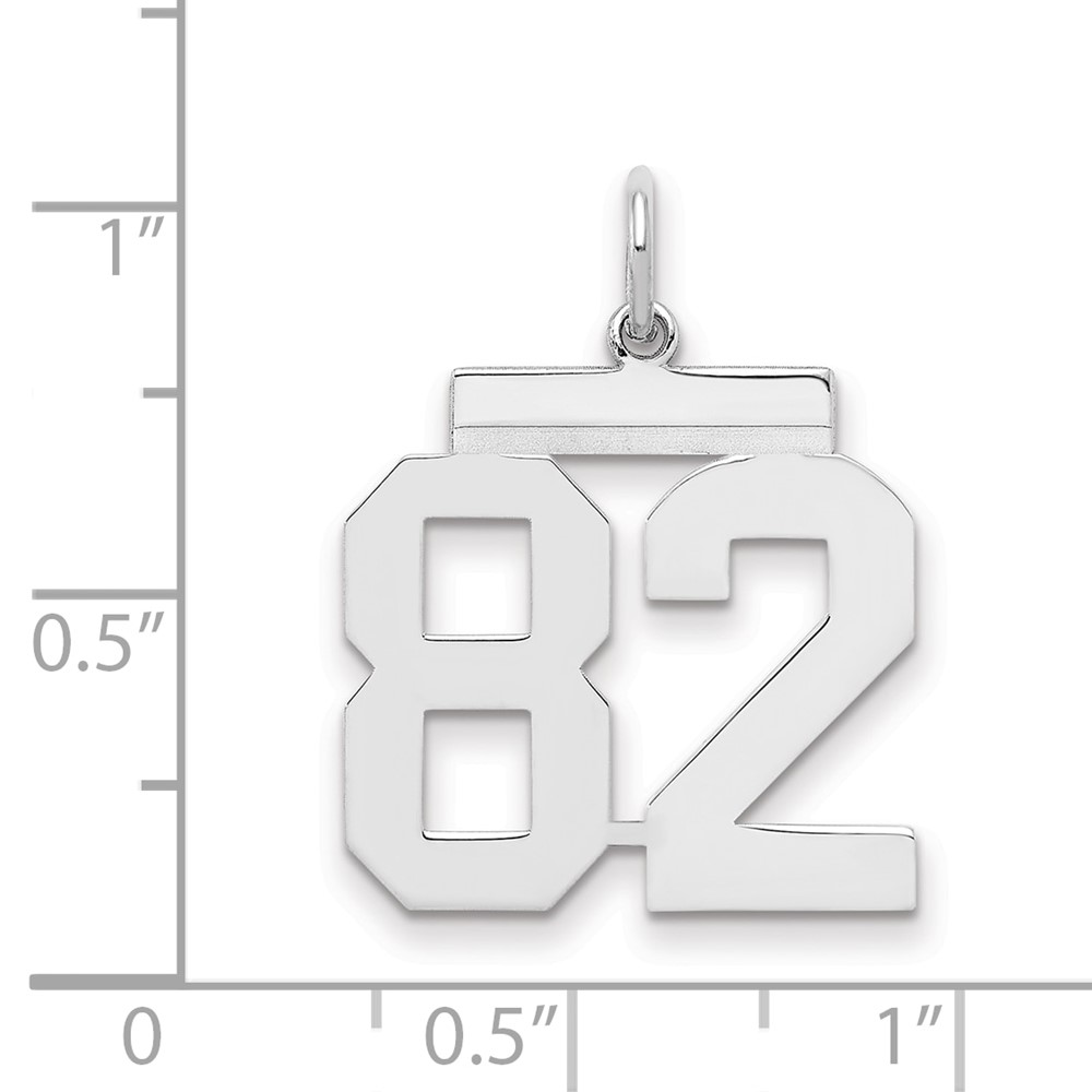 Sterling/Silver Rhodium-plated Polished Number 82 Charm (QMS82)