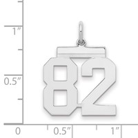 Sterling Silver Rhodium-plated Polished Number 82 Charm view 2