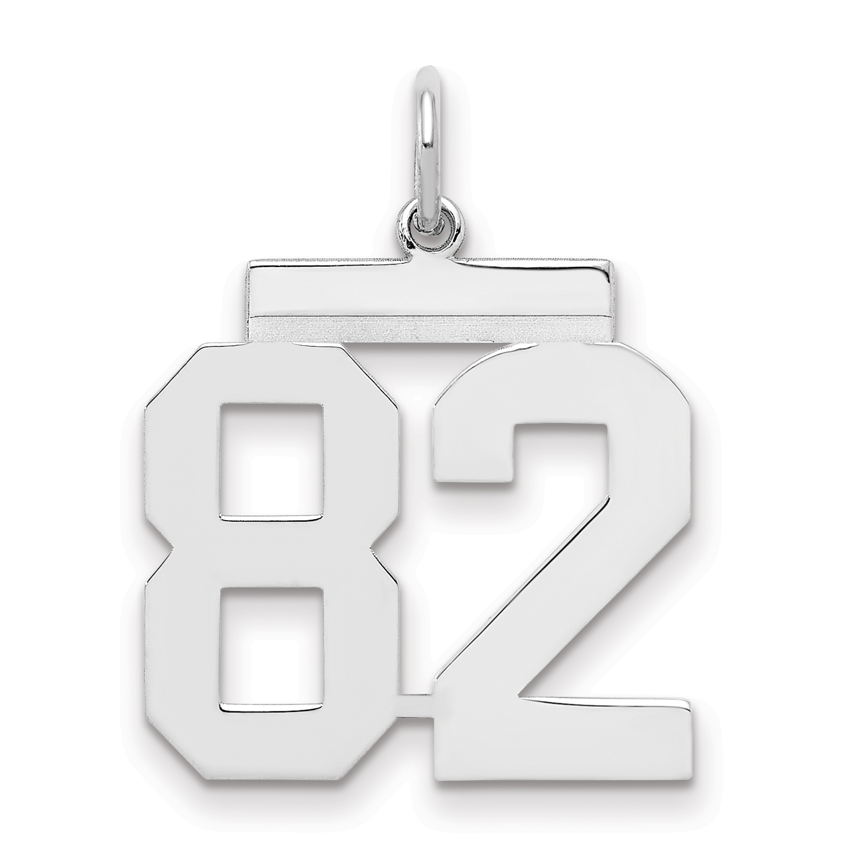 Sterling/Silver Rhodium-plated Polished Number 82 Charm (QMS82)