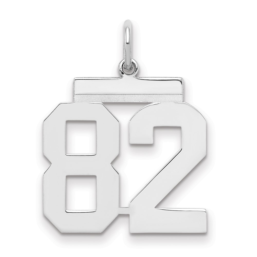 Sterling Silver Rhodium-plated Polished Number 82 Charm