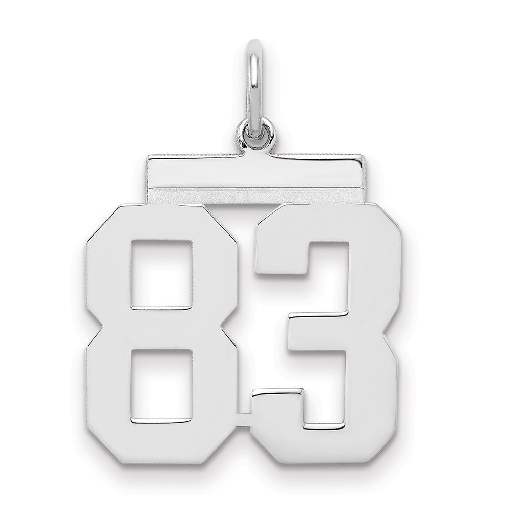 Sterling Silver Rhodium-plated Polished Number 83 Charm