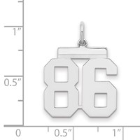 Sterling Silver Rhodium-plated Polished Number 86 Charm view 2