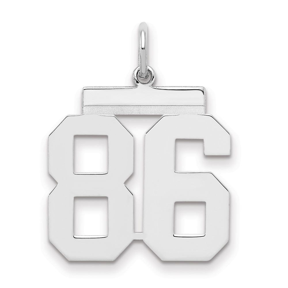 Sterling Silver Rhodium-plated Polished Number 86 Charm