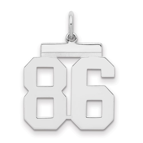Sterling Silver Rhodium-plated Polished Number 86 Charm