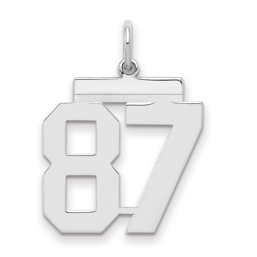 Sterling Silver Rhodium-plated Polished Number 87 Charm