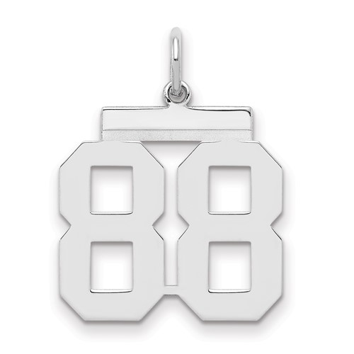 Sterling Silver Rhodium-plated Polished Number 88 Charm