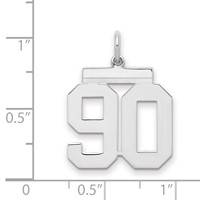 Sterling Silver Rhodium-plated Polished Number 90 Charm view 2
