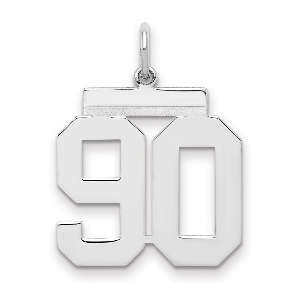 Sterling Silver Rhodium-plated Polished Number 90 Charm