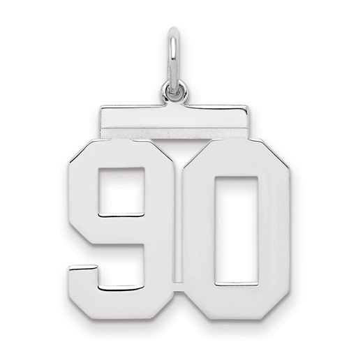 Sterling Silver Rhodium-plated Polished Number 90 Charm