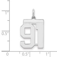 Sterling Silver Rhodium-plated Polished Number 91 Charm view 2