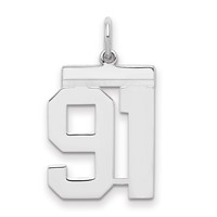 Sterling Silver Rhodium-plated Polished Number 91 Charm view 1