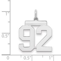 Sterling Silver Rhodium-plated Polished Number 92 Charm view 2
