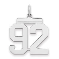 Sterling Silver Rhodium-plated Polished Number 92 Charm view 1