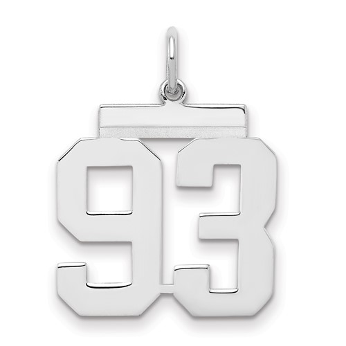 Sterling Silver Rhodium-plated Polished Number 93 Charm