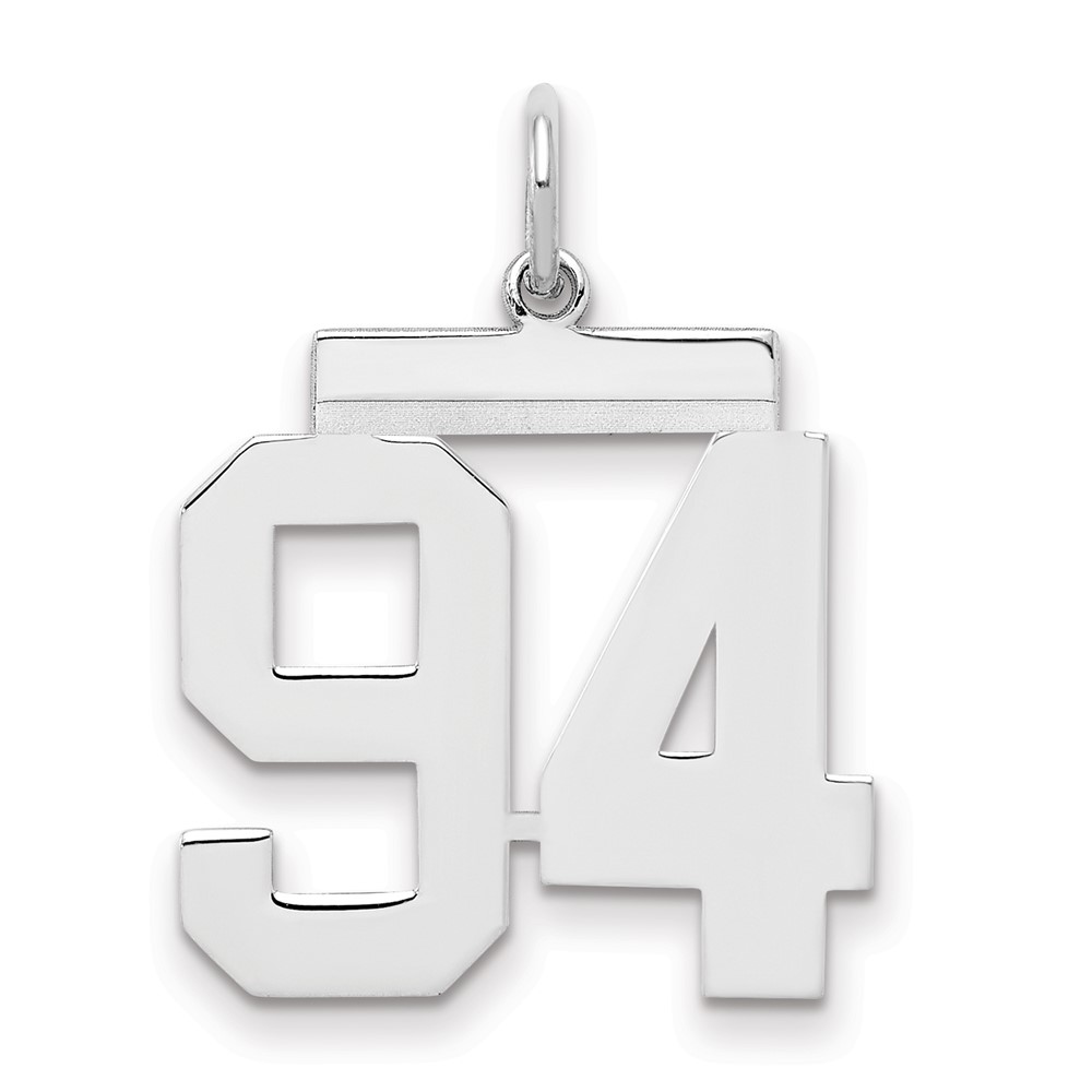 Sterling Silver Rhodium-plated Polished Number 94 Charm