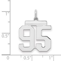 Sterling Silver Rhodium-plated Polished Number 95 Charm view 2