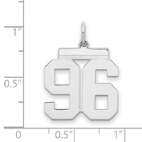 Sterling Silver Rhodium-plated Polished Number 96 Charm view 2