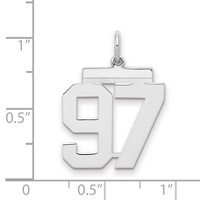 Sterling Silver Rhodium-plated Polished Number 97 Charm view 2