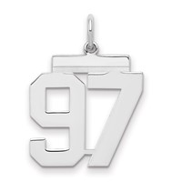 Sterling Silver Rhodium-plated Polished Number 97 Charm view 1