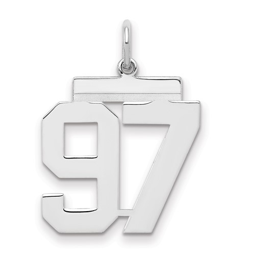 Sterling Silver Rhodium-plated Polished Number 97 Charm