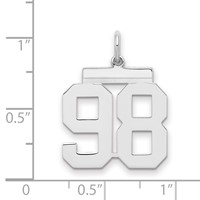 Sterling Silver Rhodium-plated Polished Number 98 Charm view 2
