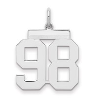 Sterling Silver Rhodium-plated Polished Number 98 Charm view 1