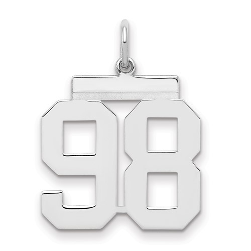 Sterling Silver Rhodium-plated Polished Number 98 Charm